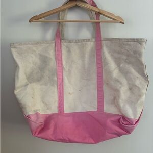 Pink and Cream LL BEAN XL Boat and Tote Bag